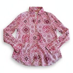 Cino Womens Cotton Button Up Shirt Boho Aztec Southwest Cowgirl Rodeo  Size XS